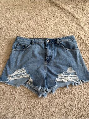 Rewash Light Blue Distressed Denim Shorts